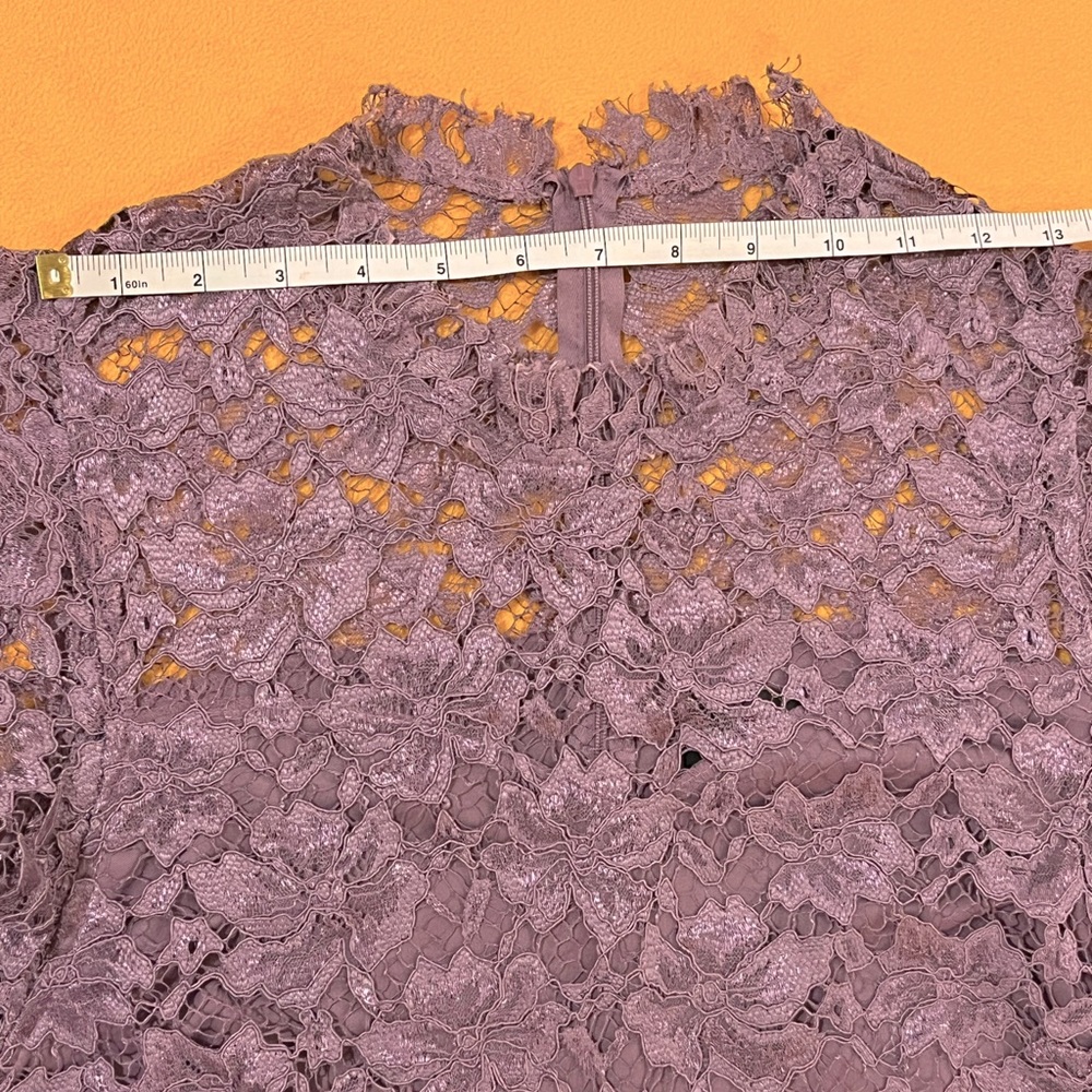 Enfocus Studio lace floral dress with stand-up collar, zipper in black. Midi, M - Picture 7 of 11